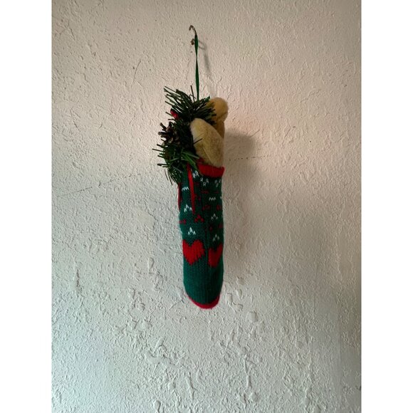 Vintage 1998 Beary Christmas Collectible Knit Stocking Ornament Teddy Bear READ - Picture 10 of 10